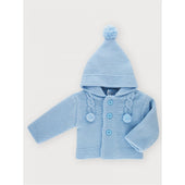 Sardon Baby Boy Pale Blue Hooded Pom Pom Cardigan